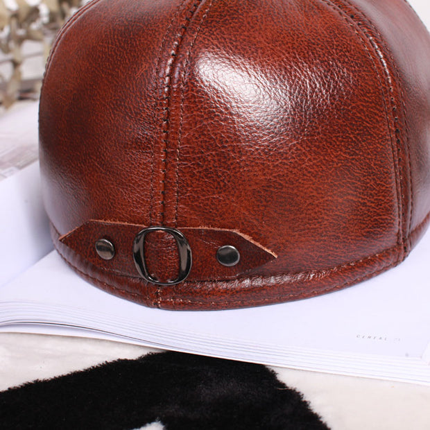 Leather beret thin ladies hat