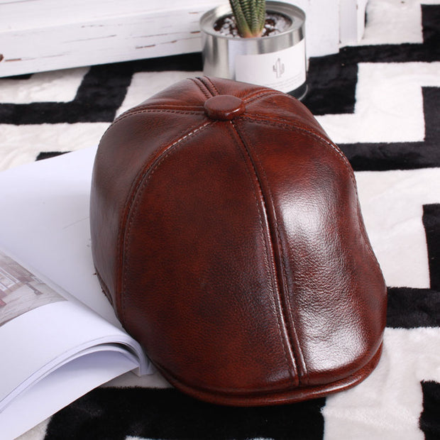 Leather beret thin ladies hat