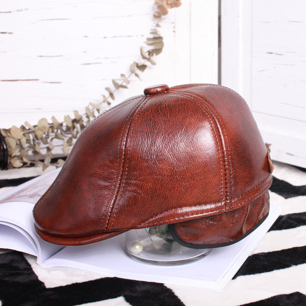 Leather beret thin ladies hat