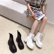 Platform Martin lace-up mid-heel short boots women's boots