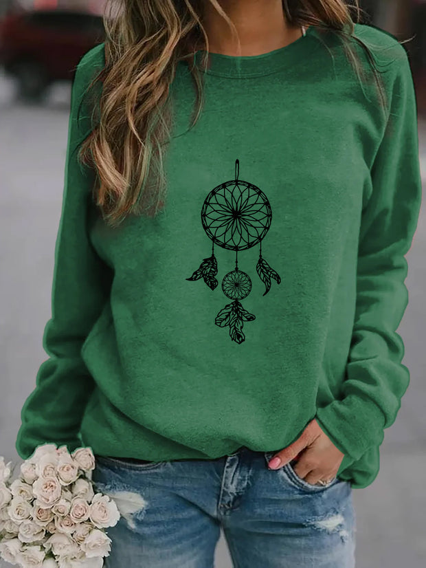 Women's Ethnic Print Oversized Sweatshirt