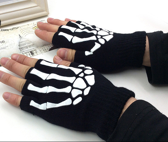 Simplicity Unisex Half Finger Skeleton Pattern