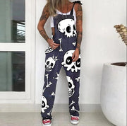 Street Fashion Skull Print Overalls Women