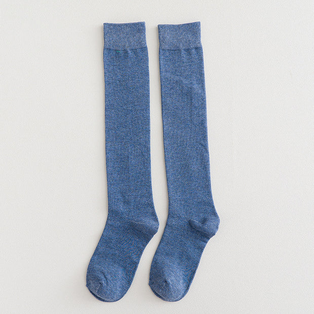 Solid Color Calf Socks Women's Cotton Long Socks