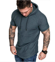 Pleated raglan sleeves men's sweater