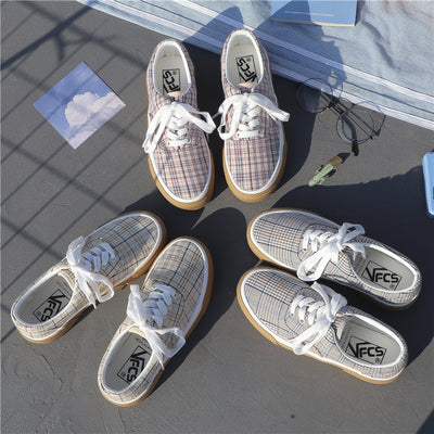 Houndstooth Tartan Canvas Harajuku Sneakers