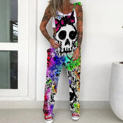 Street Fashion Skull Print Overalls Women