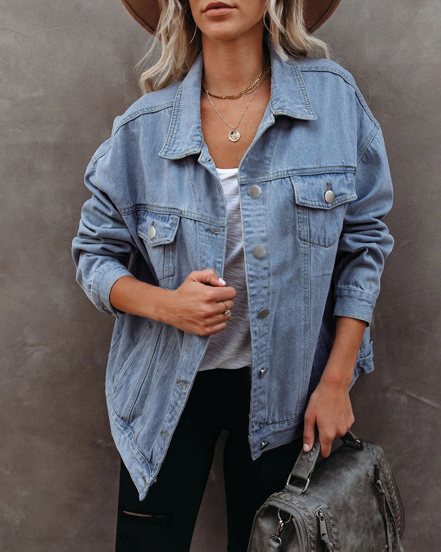 Women's Solid Color Denim Casual Jacket