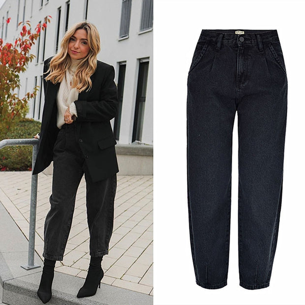 Women's high waist loose jeans