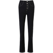 Women's Exposed Black Straight-leg Jeans