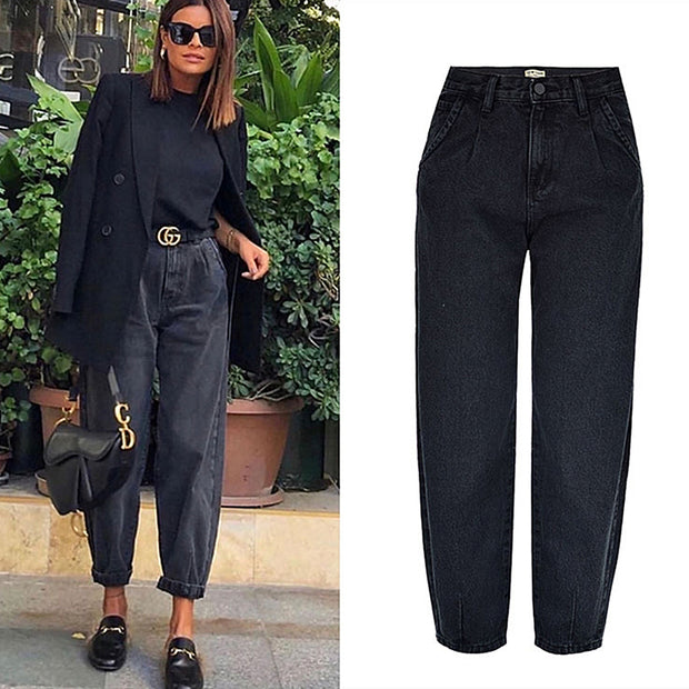 Women's high waist loose jeans