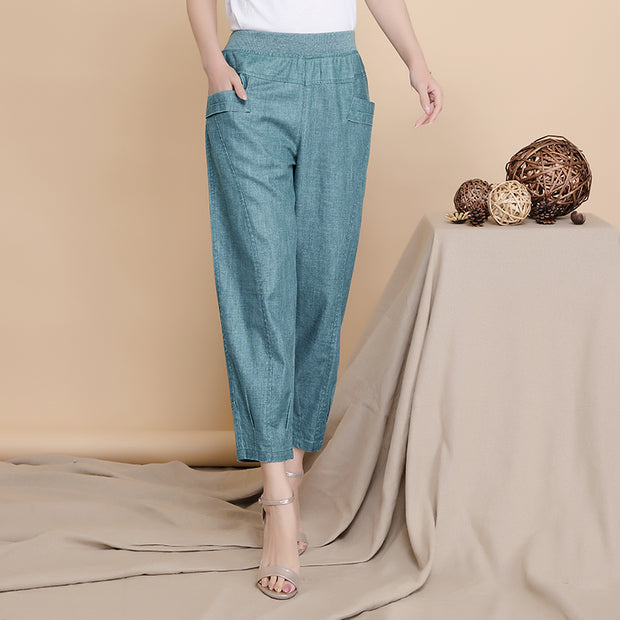 Women's linen pants cropped pants