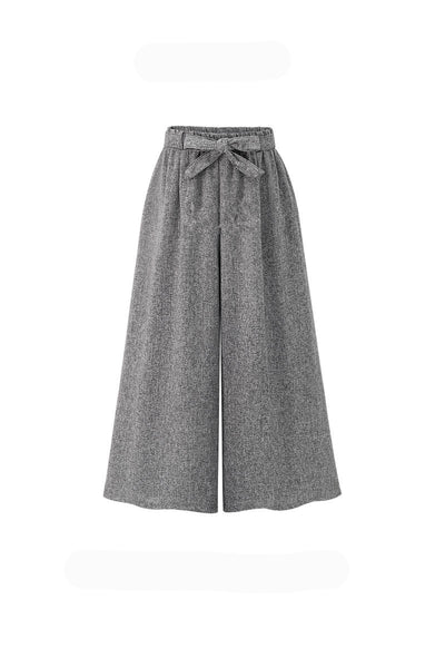 SHEIN Wide Leg Pants Women Zipper Fly Loose Trousers Women 2021 Grey High Waist Self Belted Box Pleated Palazzo Pants