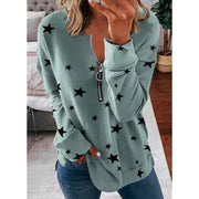 Star Print Long Sleeve Pullover Women's Sweatshirt