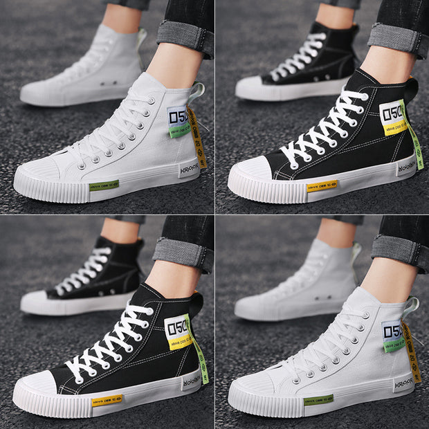 Mens College Style High Top Canvas Shoes