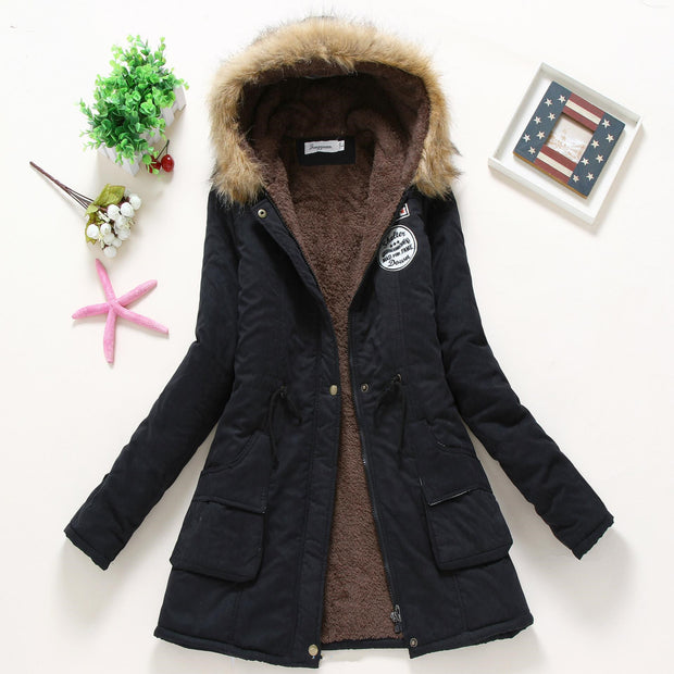 Hooded Winter Jacket Women Fashion Warm Coats Ladies Tops