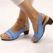 Ankle Strap Sandals Summer Low Heel Peep Toe Shoes Women