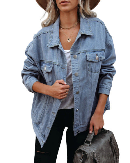 Women's Solid Color Denim Casual Jacket