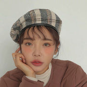 Women's Retro Japanese Plaid Beret Hat