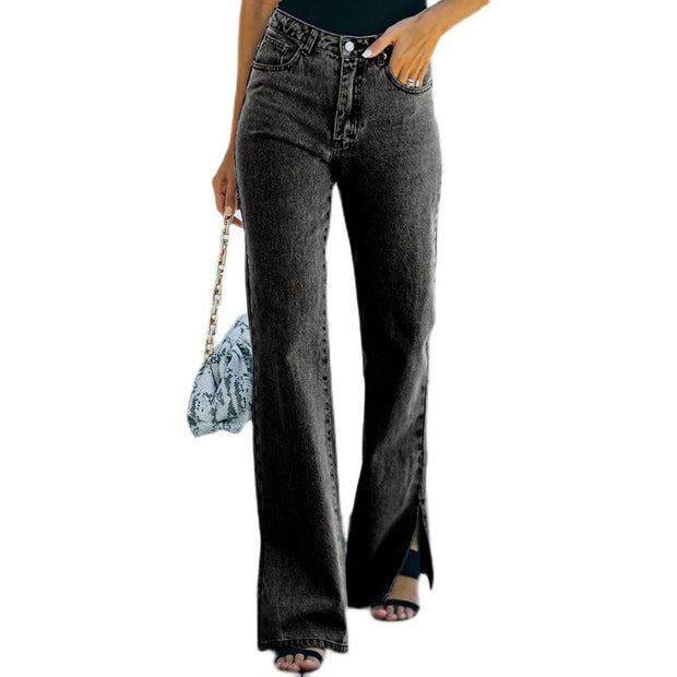 Women's Casual Trousers Slit Wash Jeans