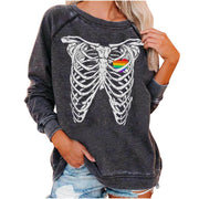 Halloween Skull Funky Print Sweatshirt For Women