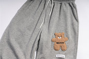 Cartoon Bear Embroidery Men's Drawstring Drawstring Pants