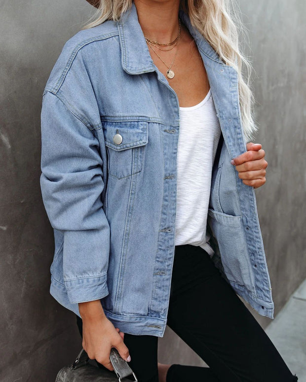 Women's Solid Color Denim Casual Jacket