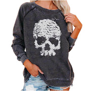 Halloween Skull Funky Print Sweatshirt For Women