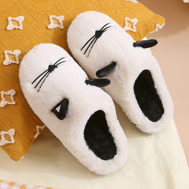 Winter New Coral Velvet Slippers Cartoon Cat Cotton Slippers Home Cotton Shoes Warm Slipper