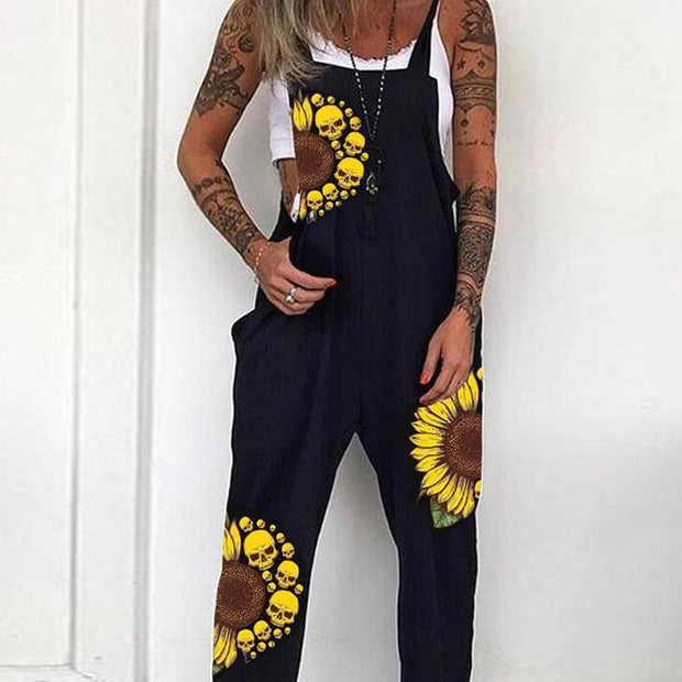 Street Fashion Skull Print Overalls Women