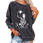 Halloween Skull Funky Print Sweatshirt For Women