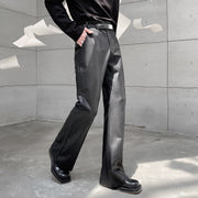 Mens Fashion Casual PU Leather Suit Pants